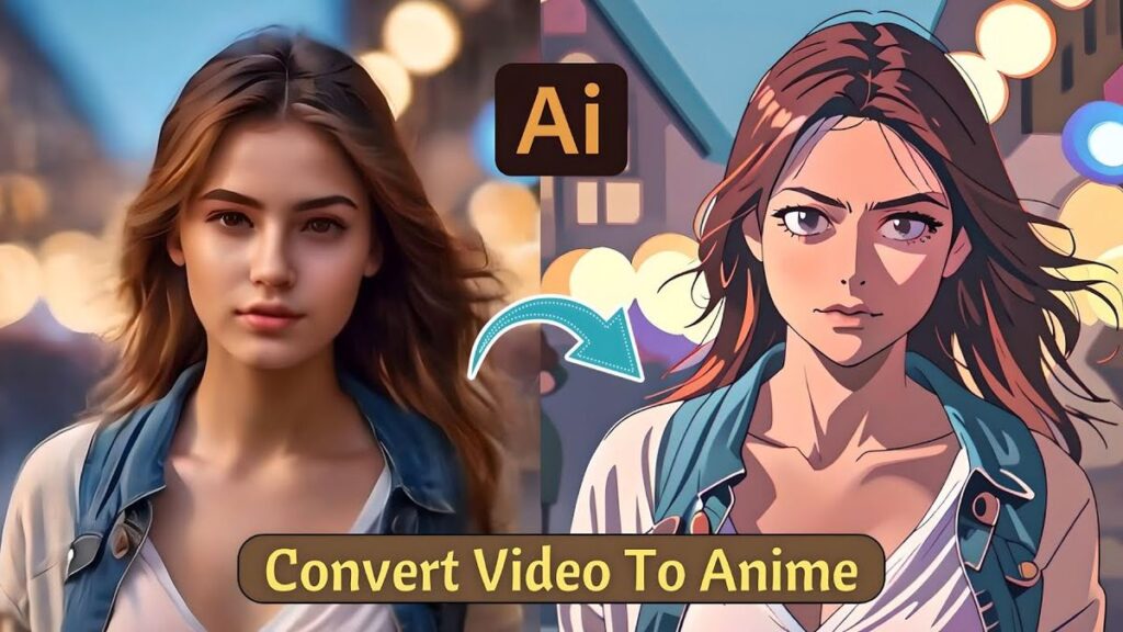 Portrait image transformed into anime-style artwork using Google Photos Remix feature powered by AI