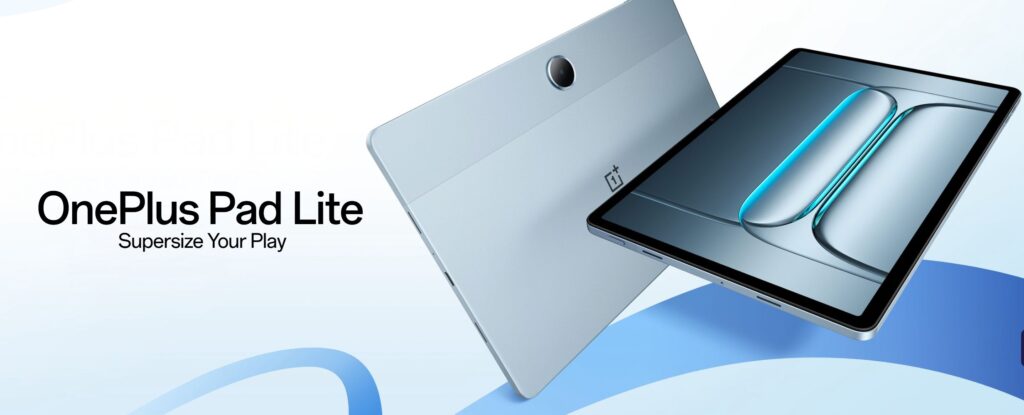 OnePlus Pad Lite in Aero Blue color with sandblasted finish