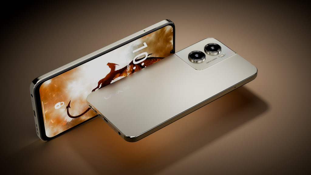 Lava Blaze Dragon 5G smartphone with 6.74-inch 120Hz HD+ display and sleek matte finish in Golden Mist color