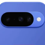 Official Google Pixel 10 render showcasing front display and triple rear camera in Indigo Blue color.