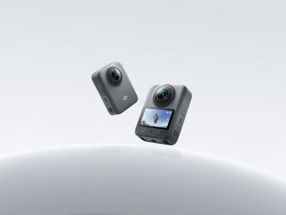 DJI Osmo 360 camera showcasing its sleek, compact design and dual-lens system for capturing 360-degree videos