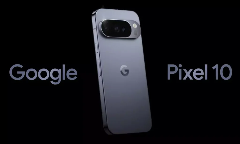 Google Pixel 10 Pro Fold showcasing its premium book-style foldable design with rounded corners and a horizontal rear camera bar