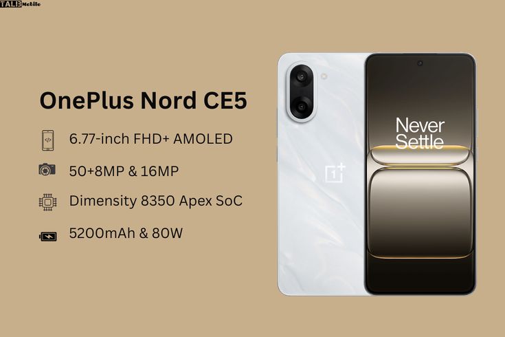 Front view of the OnePlus Nord CE 5 showcasing its sleek design and 6.7-inch AMOLED display.
