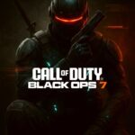 Futuristic soldier in high-tech combat gear holding a rifle, poised in dynamic action with a glowing 2035 cityscape background, representing Call of Duty Black Ops 7 gameplay and story.